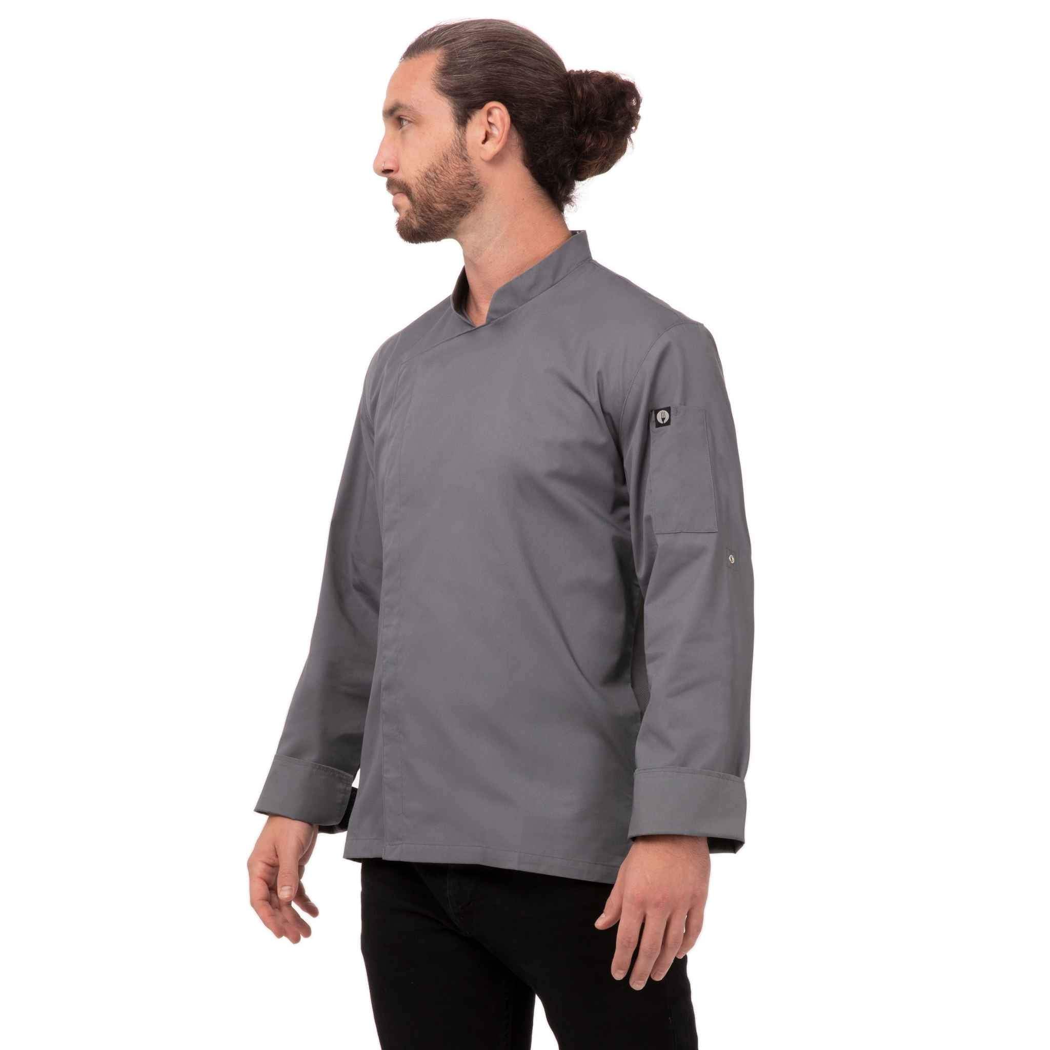 メンズ ランシング グレー 軽量 長袖 スナップボタン コックコート