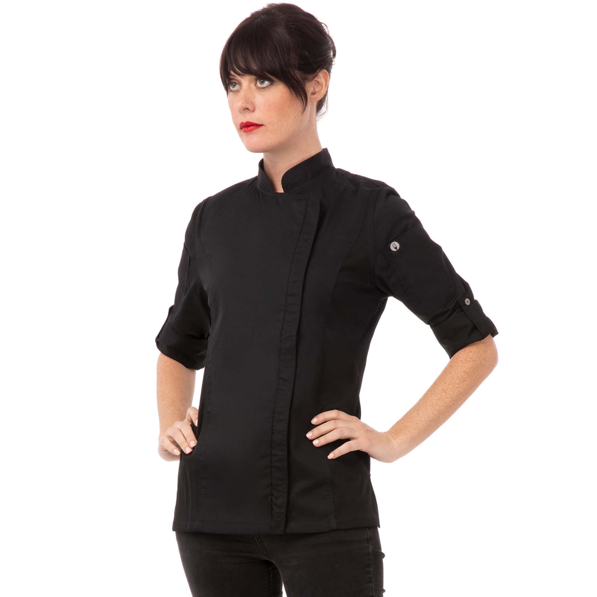 女性用・黒・ジッパーコックコート「ハートフォード」｜Chef Works