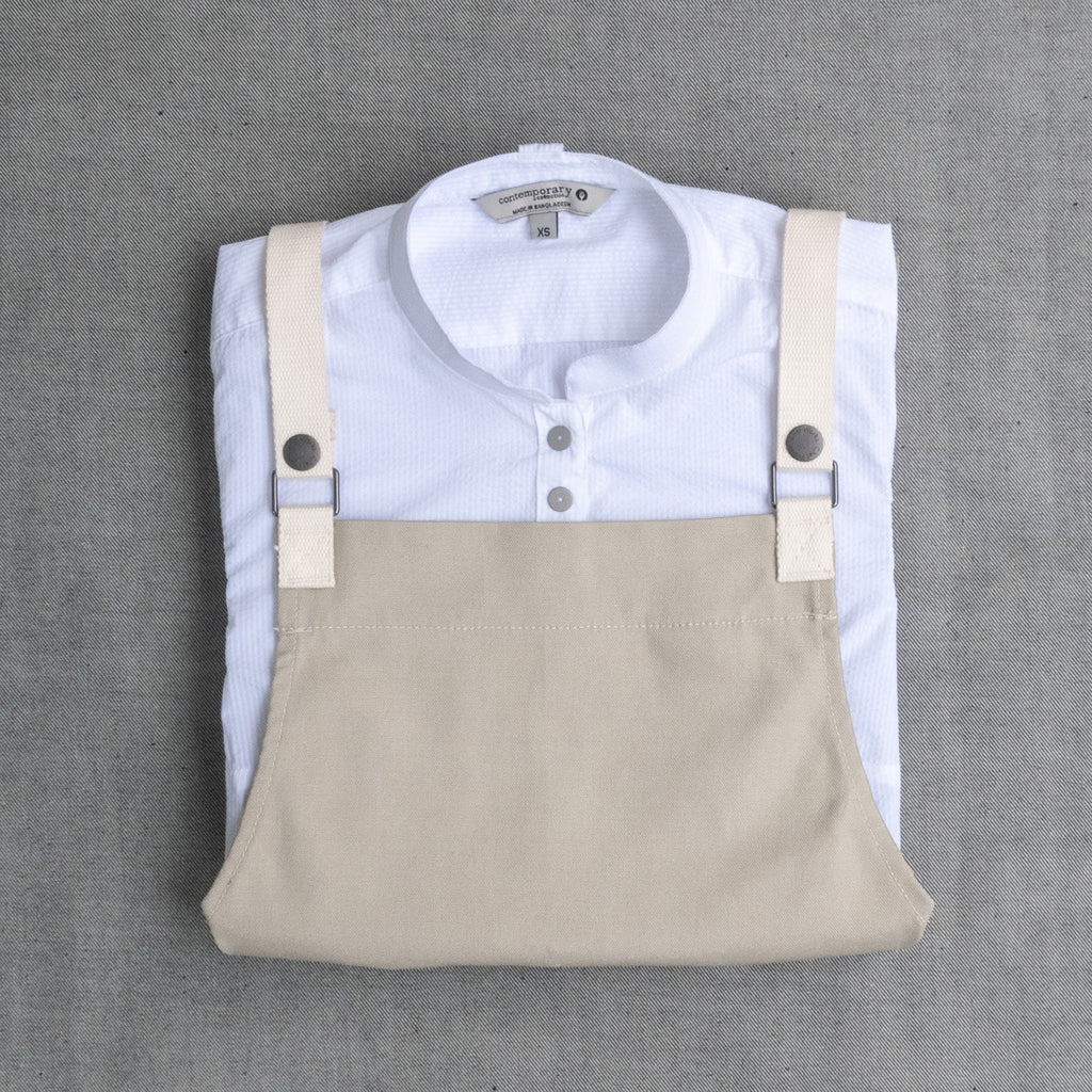 ENEBEYC エプロン ステンシル　ナチュラル キャンバス生地「バイロン」胸当てエプロン｜ナチュラル｜Chef Works