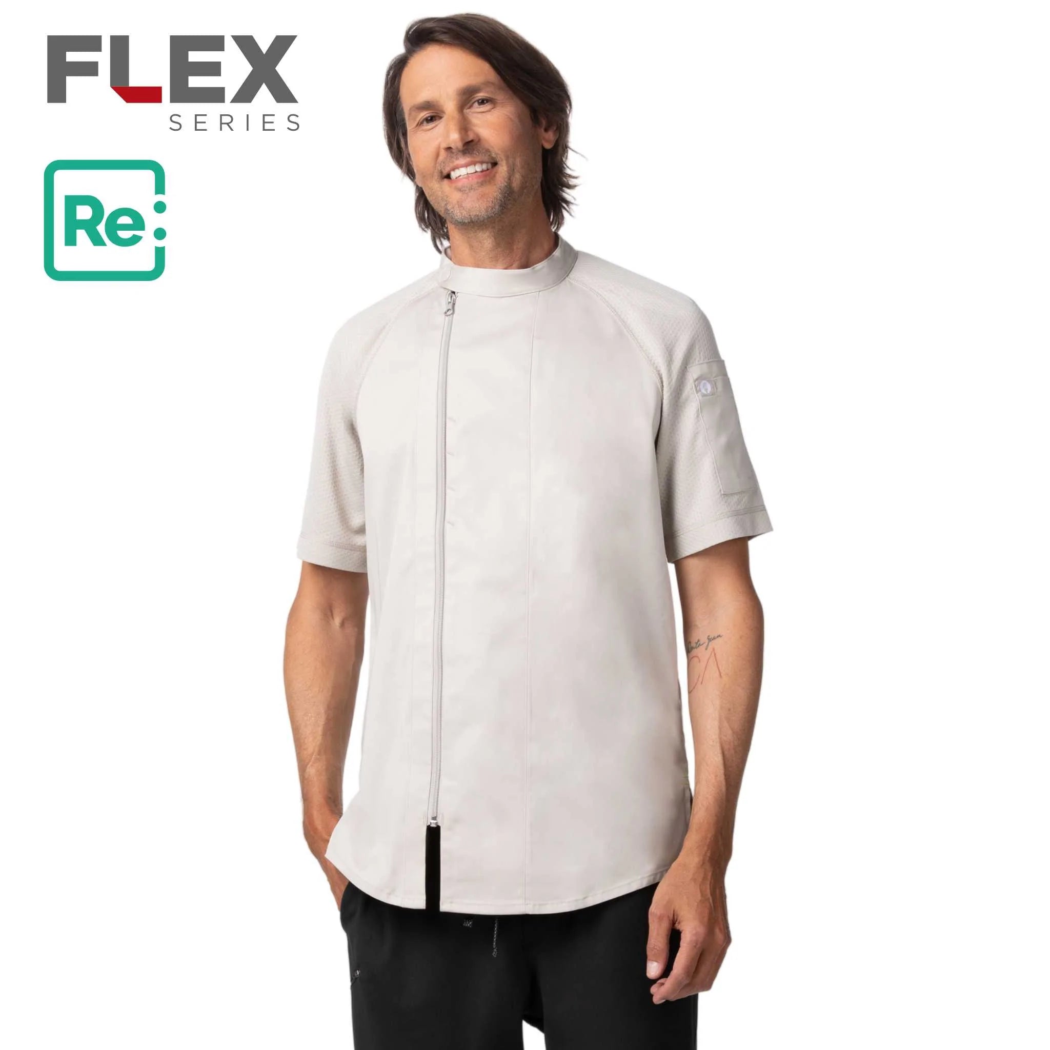 バルカラ」ナチュラル 半袖 ジッパーコックコート｜Chef Works® — Chef