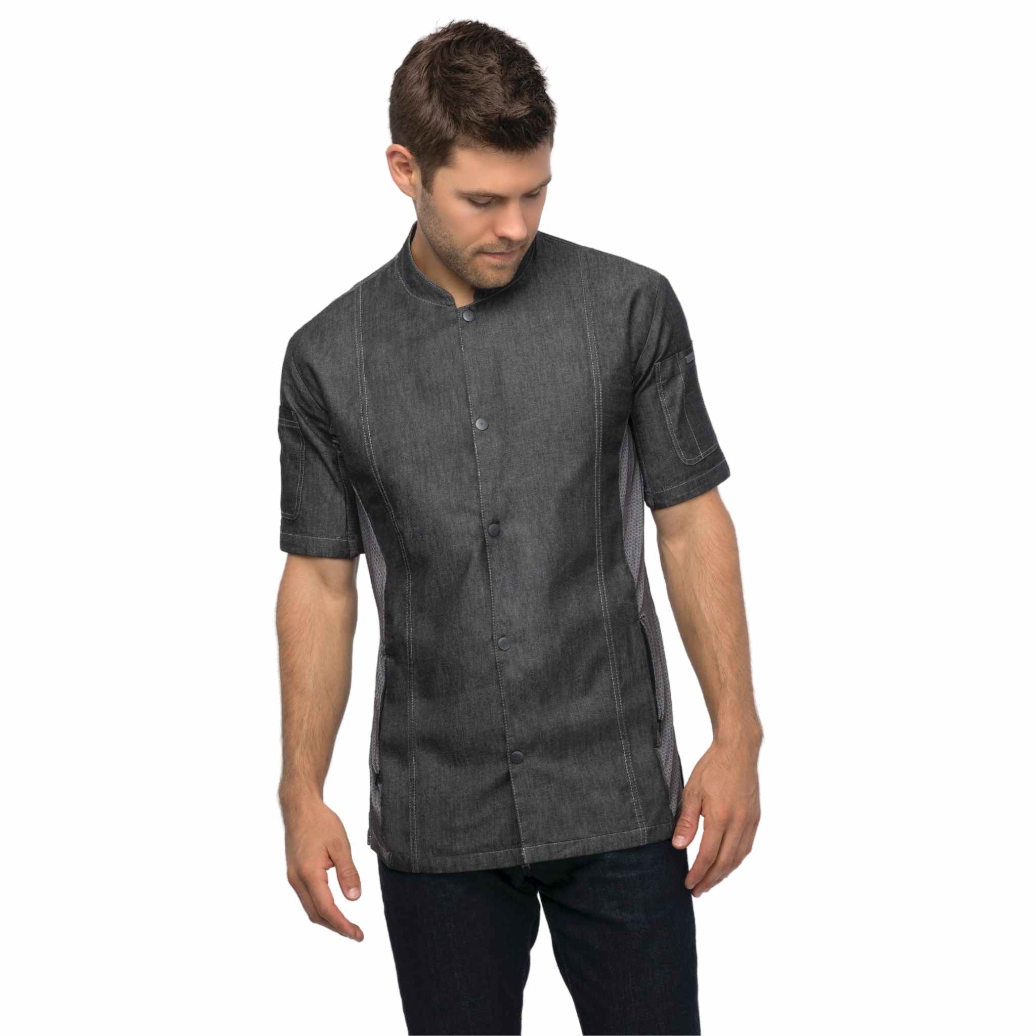 Chef Works (シェフワークス) トライベッカ ブラック 軽量デニム 半袖 コックコート