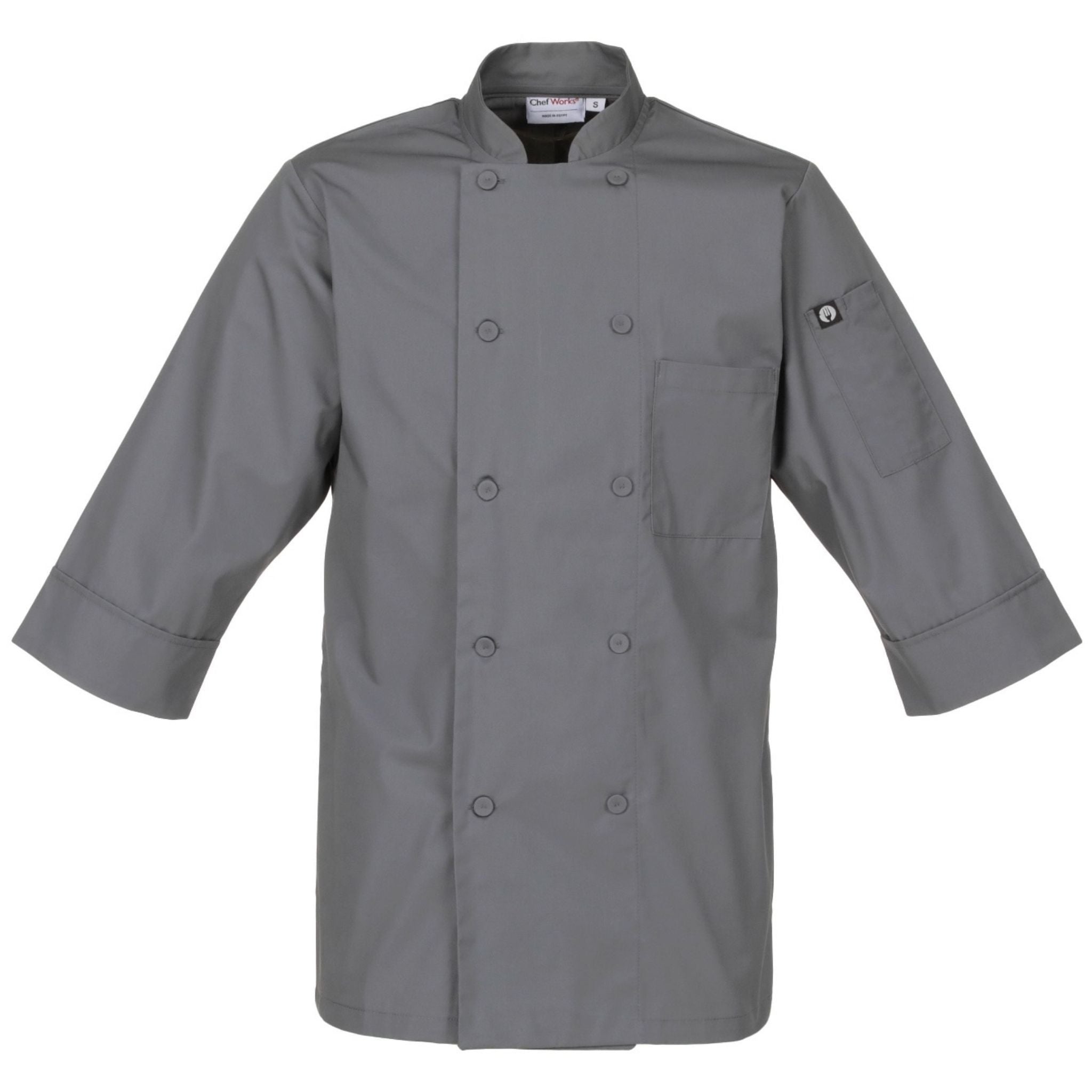 グレー・軽量七分袖コックコート｜飲食店ユニフォーム｜Chef Works