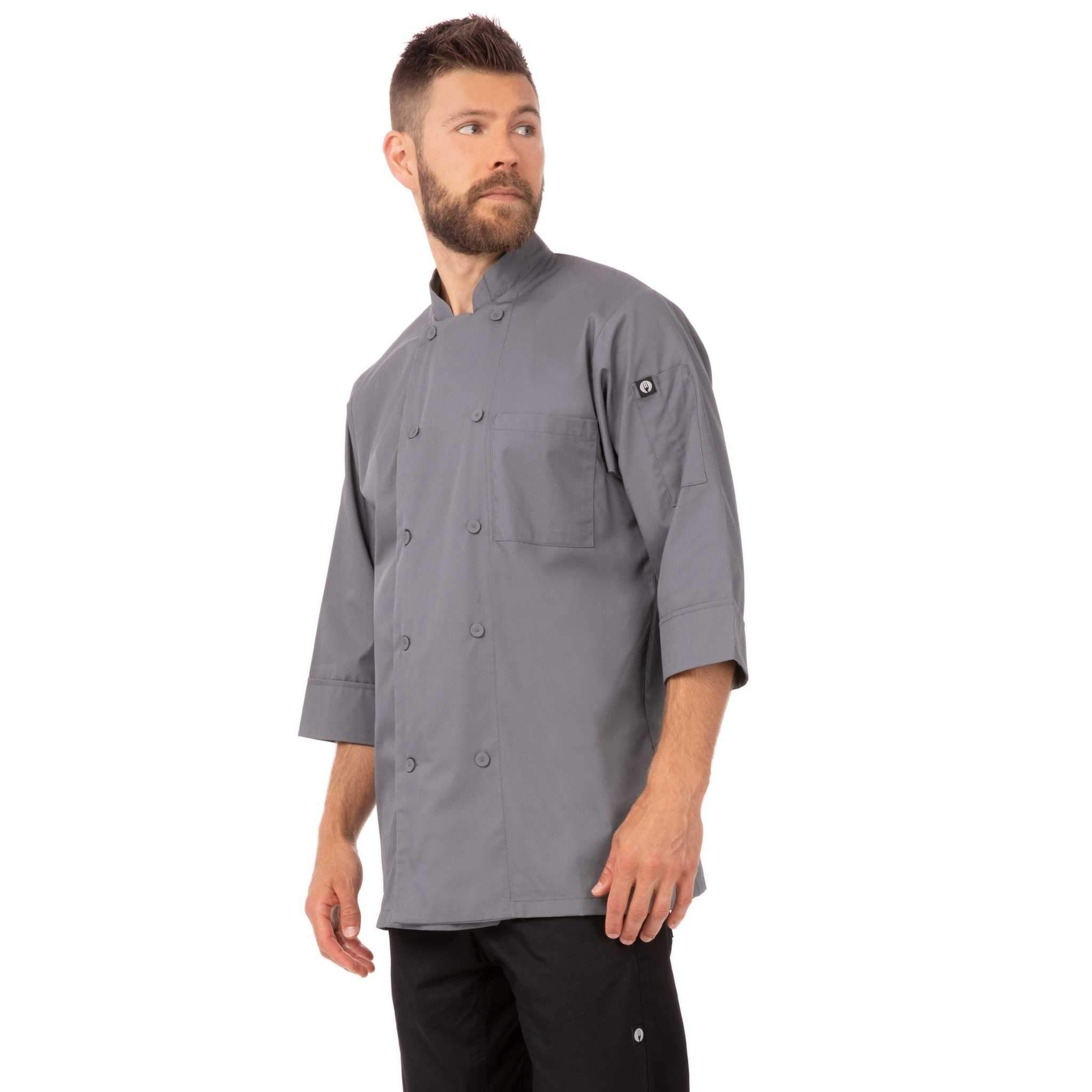 グレー・軽量七分袖コックコート｜飲食店ユニフォーム｜Chef Works