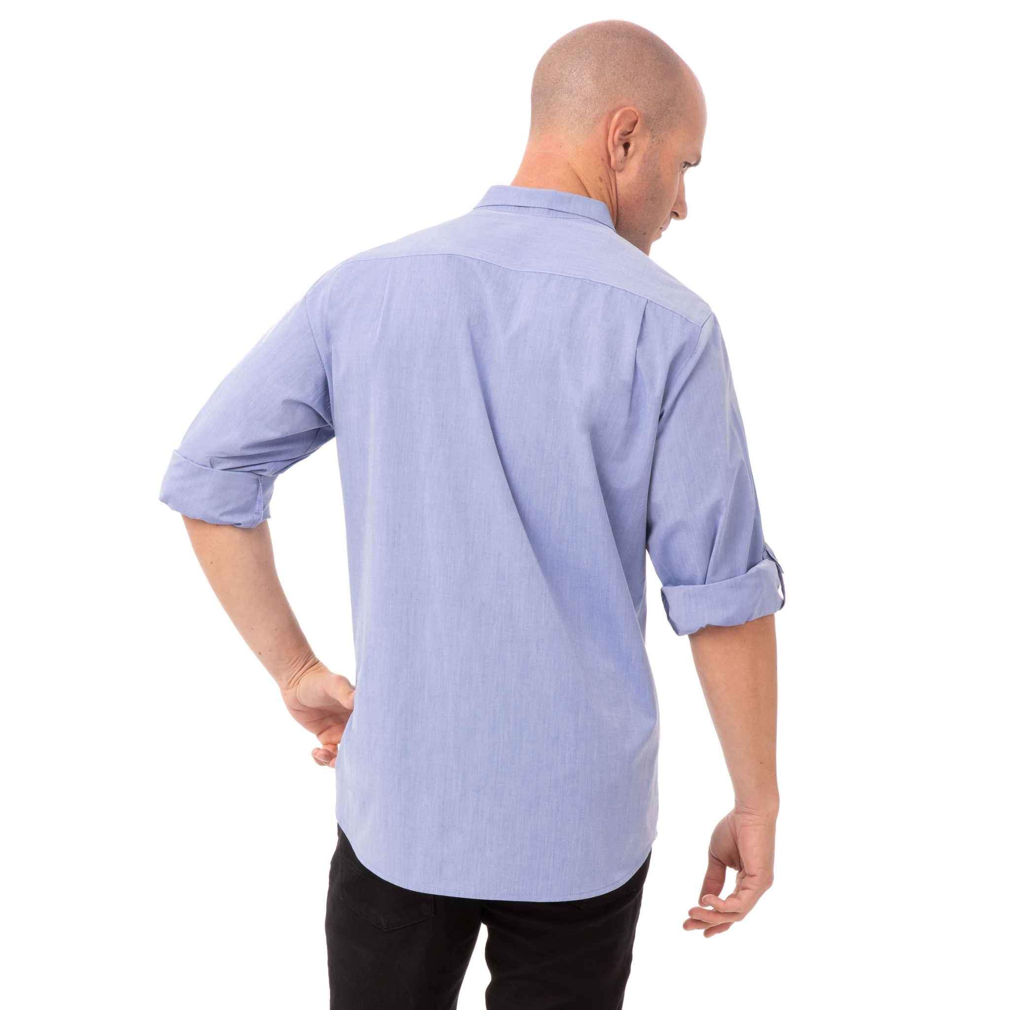 メンズ モダンシャンブレー ブルー 長袖 シャツ