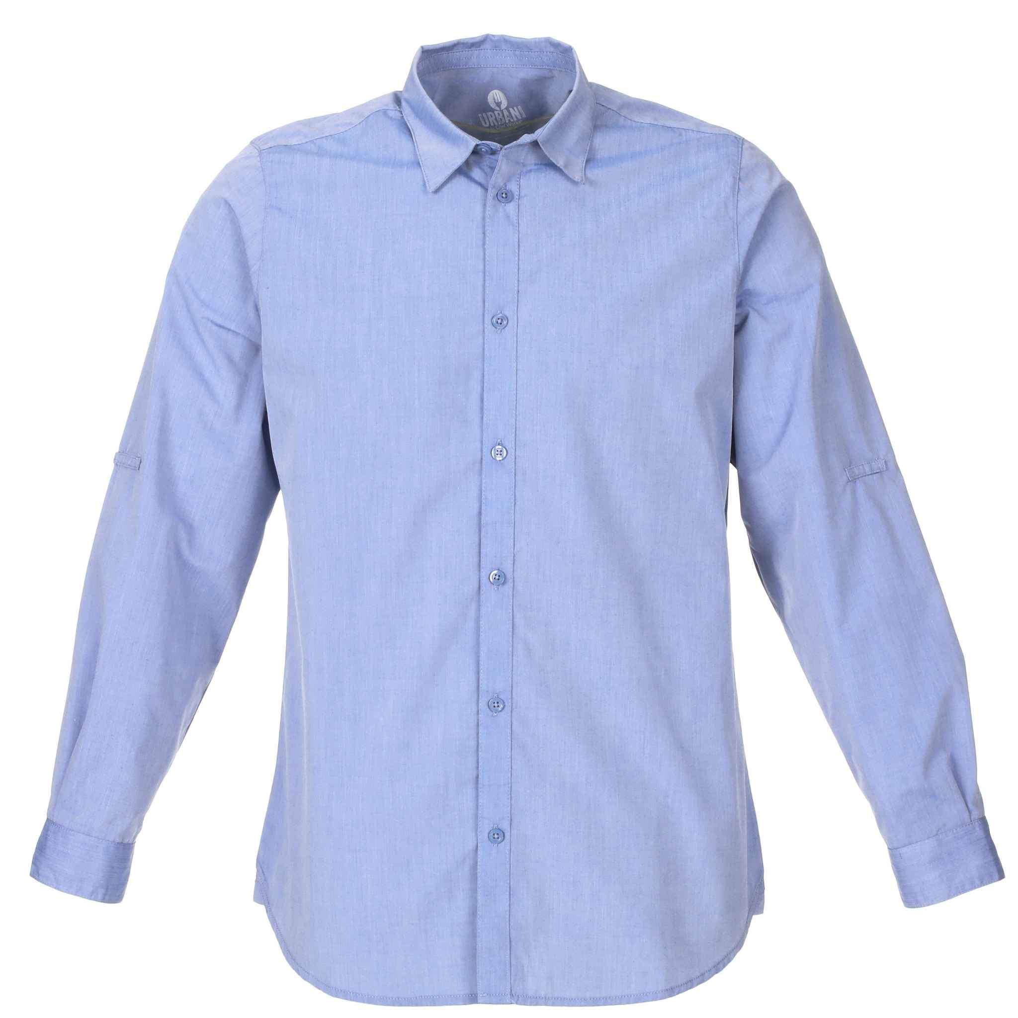 メンズ モダンシャンブレー ブルー 長袖 シャツ