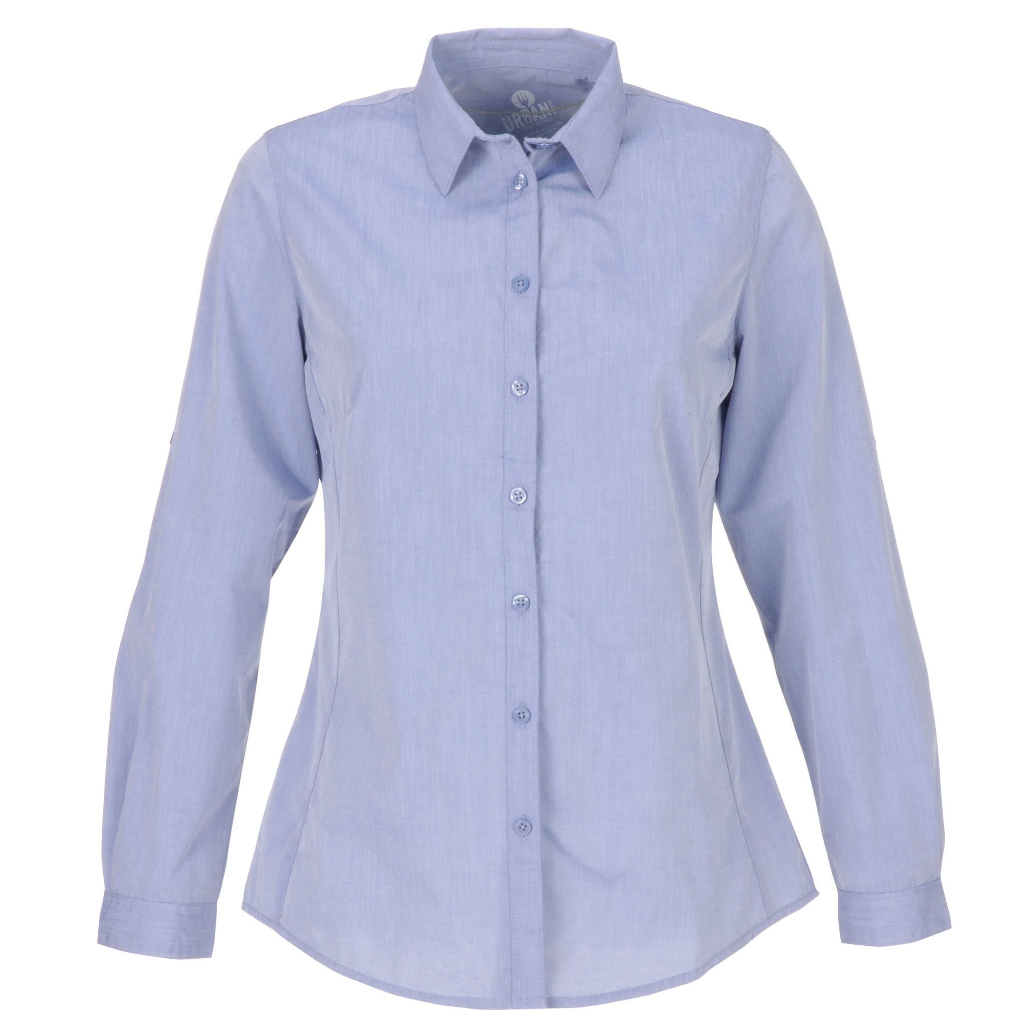 レディース モダンシャンブレー ブルー 長袖 シャツ