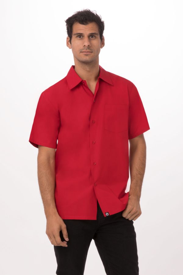 ジェノバ レッド 半袖 コックシャツ