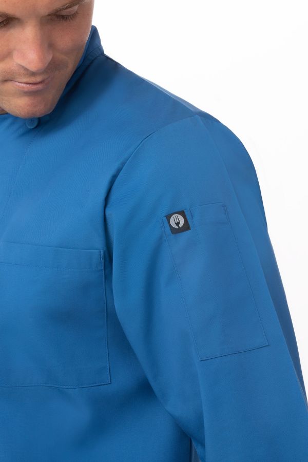モロッコ ブルー 軽量七分袖 コックコート