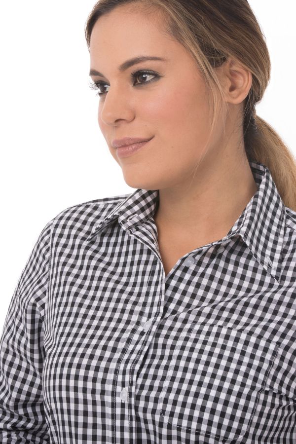 レディース ギンガム ブラック 長袖 シャツ